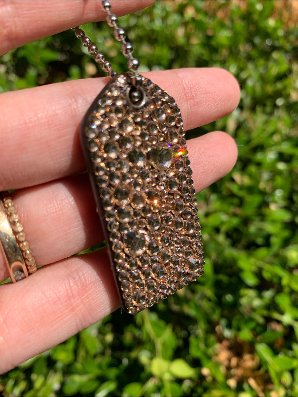 Coach 2” Chocolate Brown Hangtag with Champagne Rhinestones - Picture 7 of 9